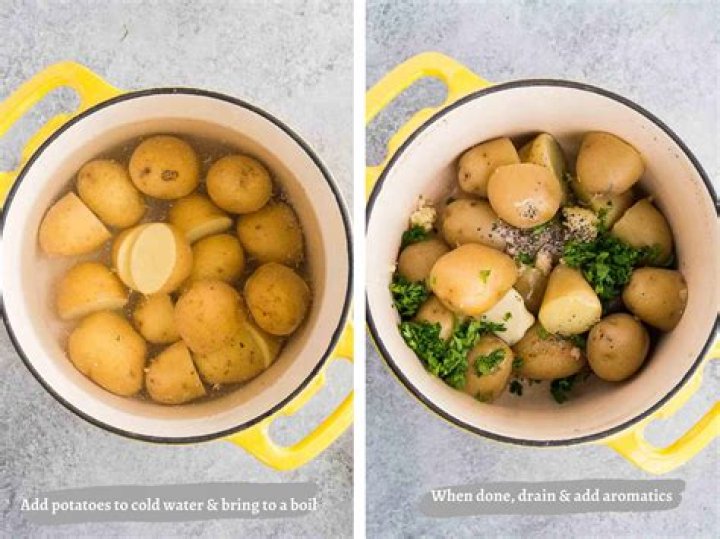 What happens to potatoes when they are boiled?